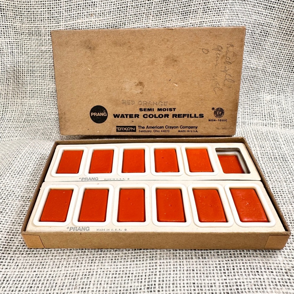 Prang Semi Moist‎ Water Color Refills Red Orange Dixon 23 Pans USA Made